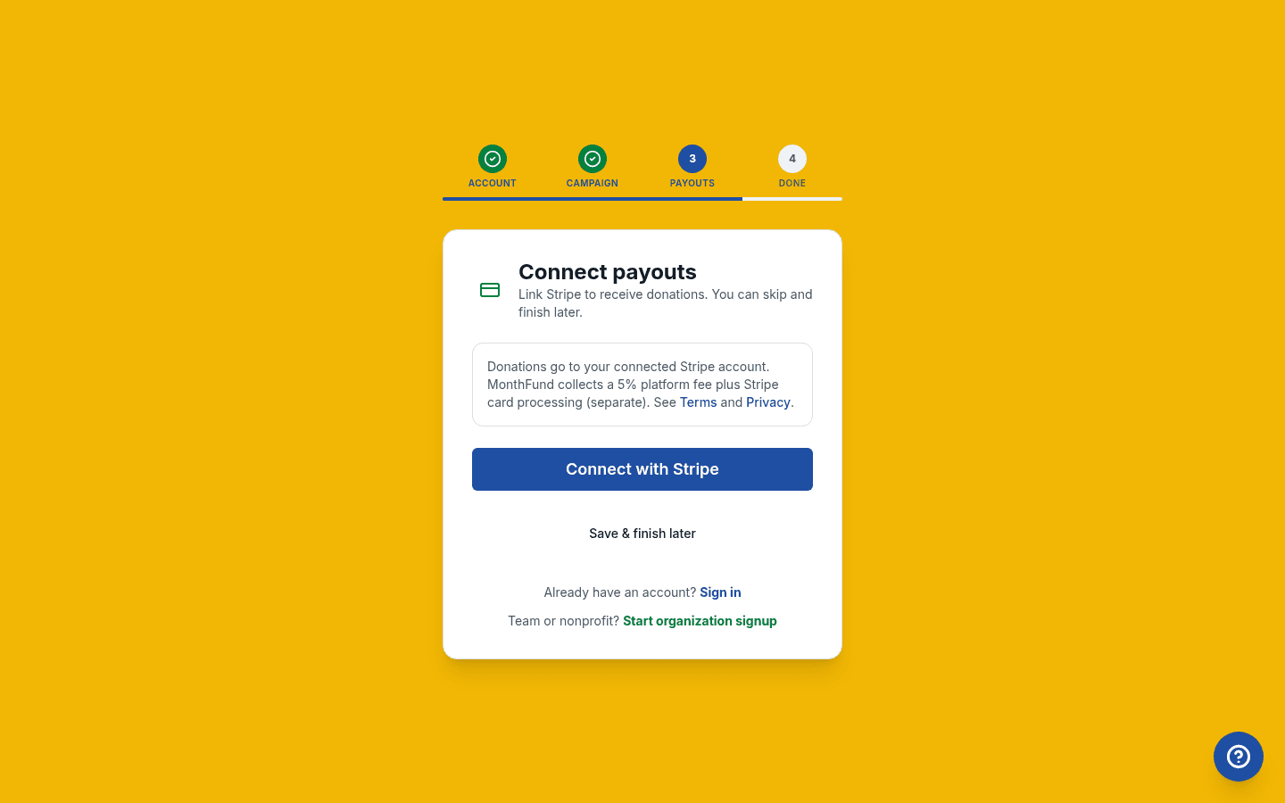 Connect Stripe account settings